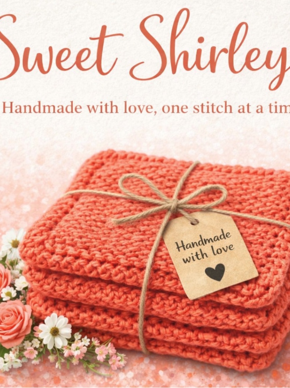 Bundle of 3 “Coral” Knit Dishcloths - Sweet Shirley’s
